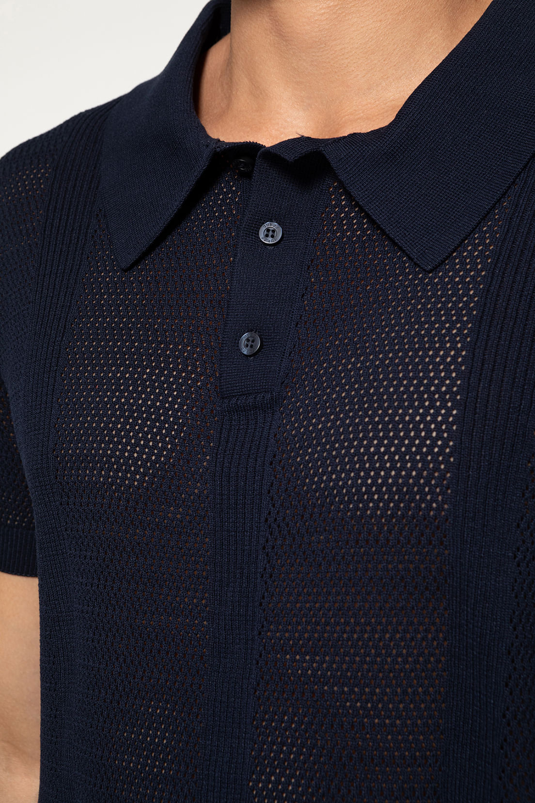 Camisa Polo Eco Tricot Vazada Azul Escuro - Imagem 27