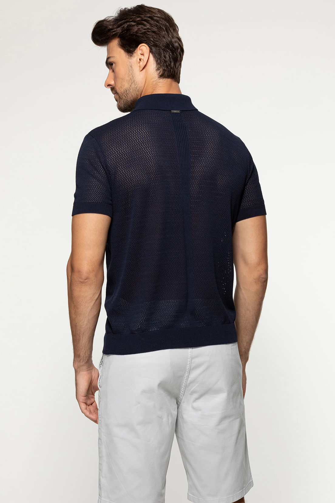 Camisa Polo Eco Tricot Vazada Azul Escuro - Imagem 28