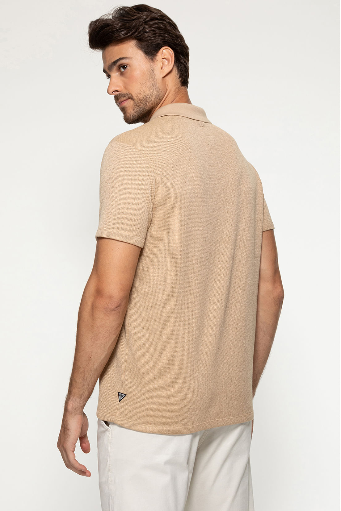 Camisa Polo Malha Soft Bege - Imagem 10