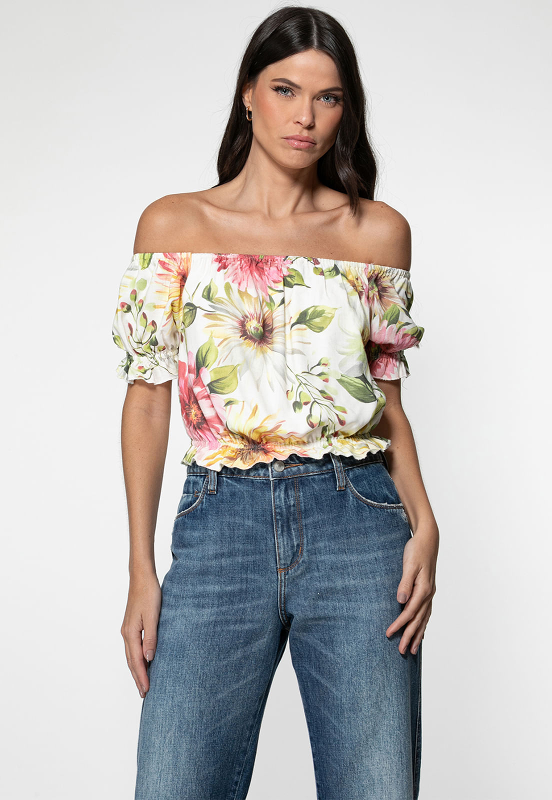 Cropped Ombro A Ombro Eco Floral