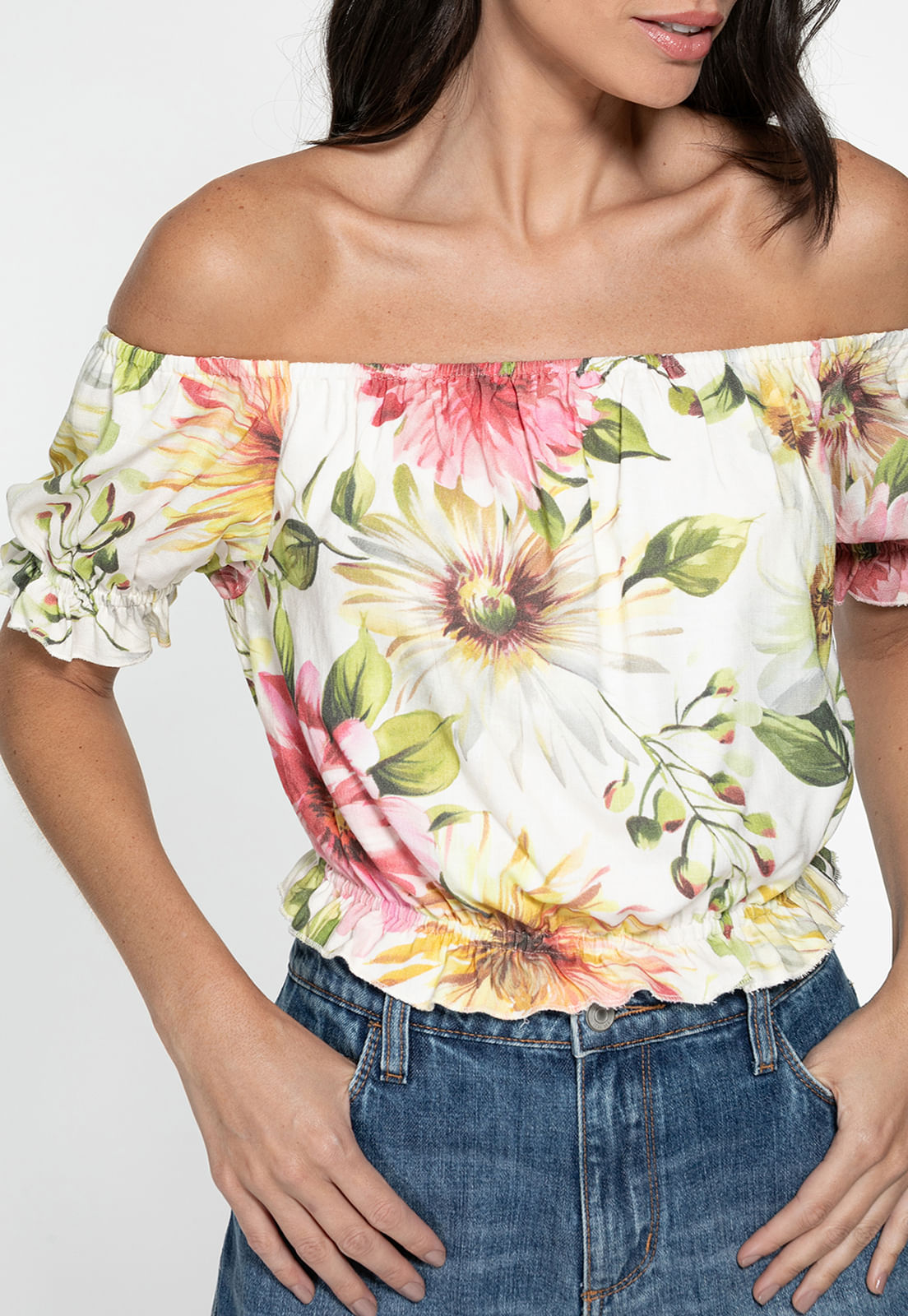 Cropped Ombro A Ombro Eco Floral - Imagem 13
