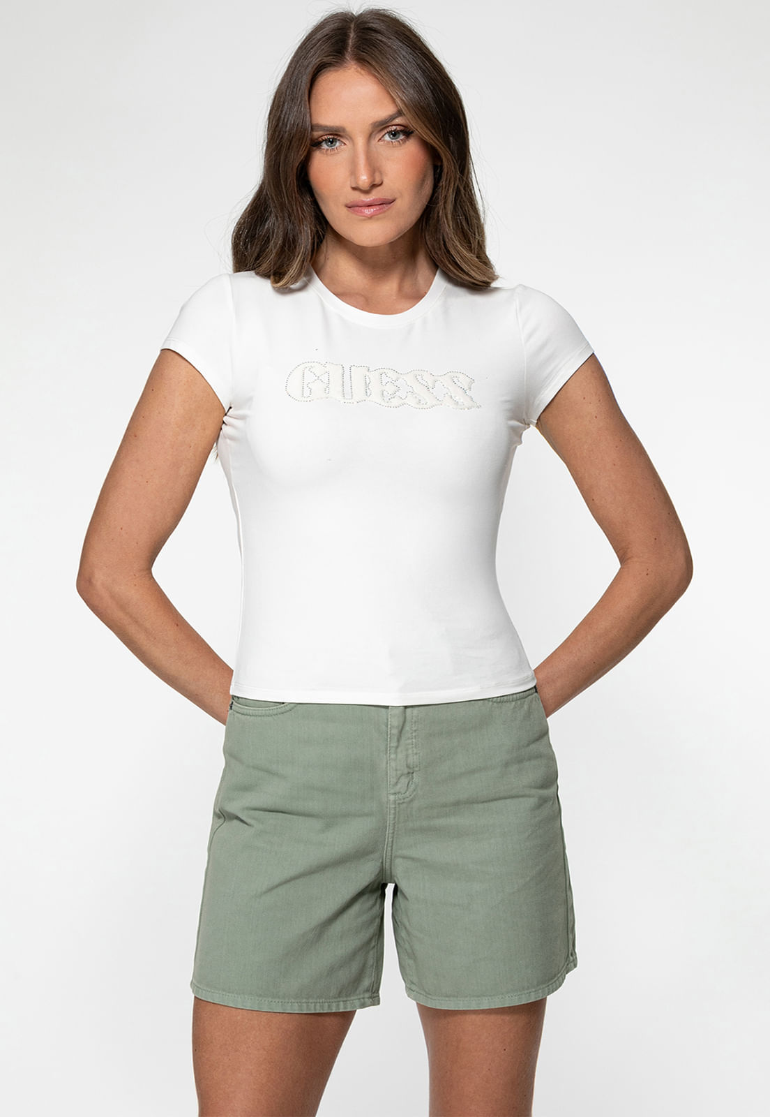 Camiseta Guess Slim Fit Eco Off White