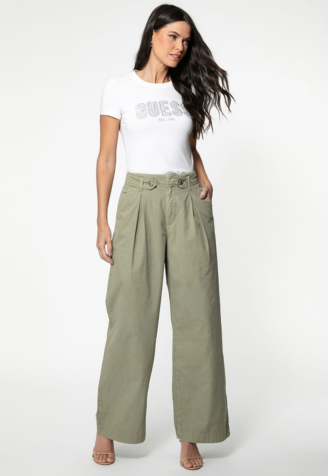 Camiseta Eco Guess Renda E Hot Fix Branco - Imagem 2