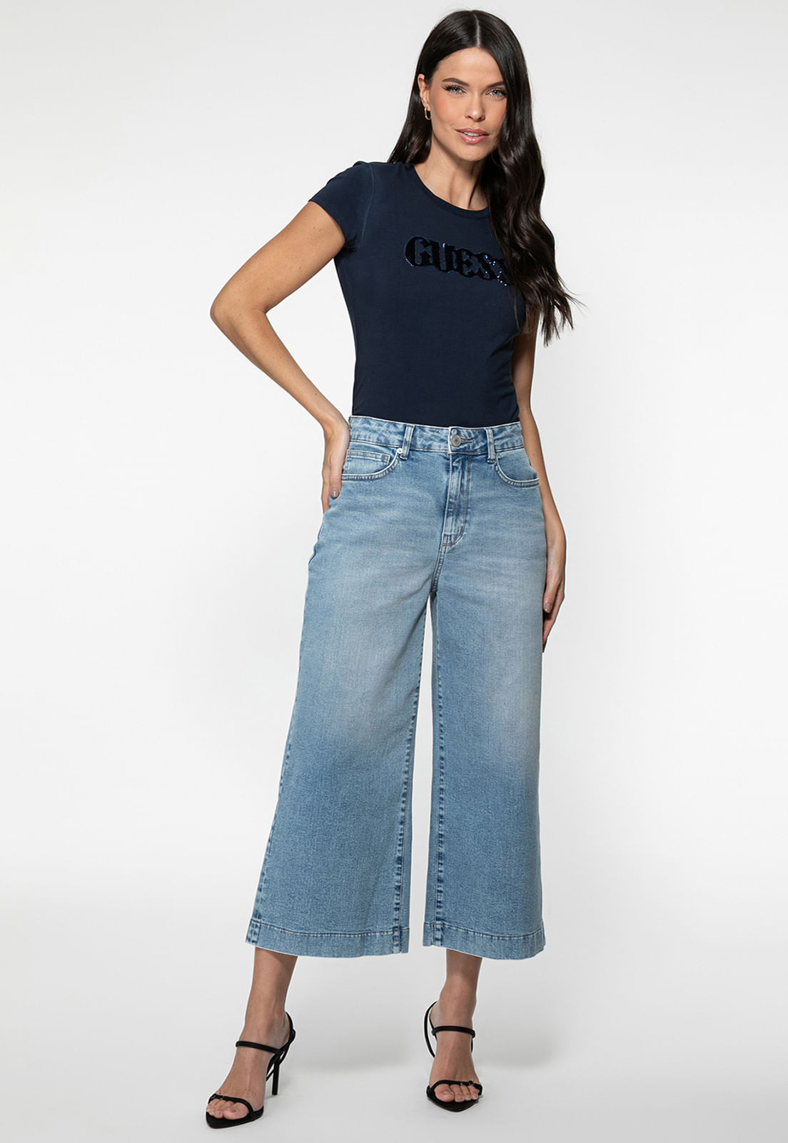 Camiseta Guess Slim Fit Eco Azul Escuro - Imagem 17