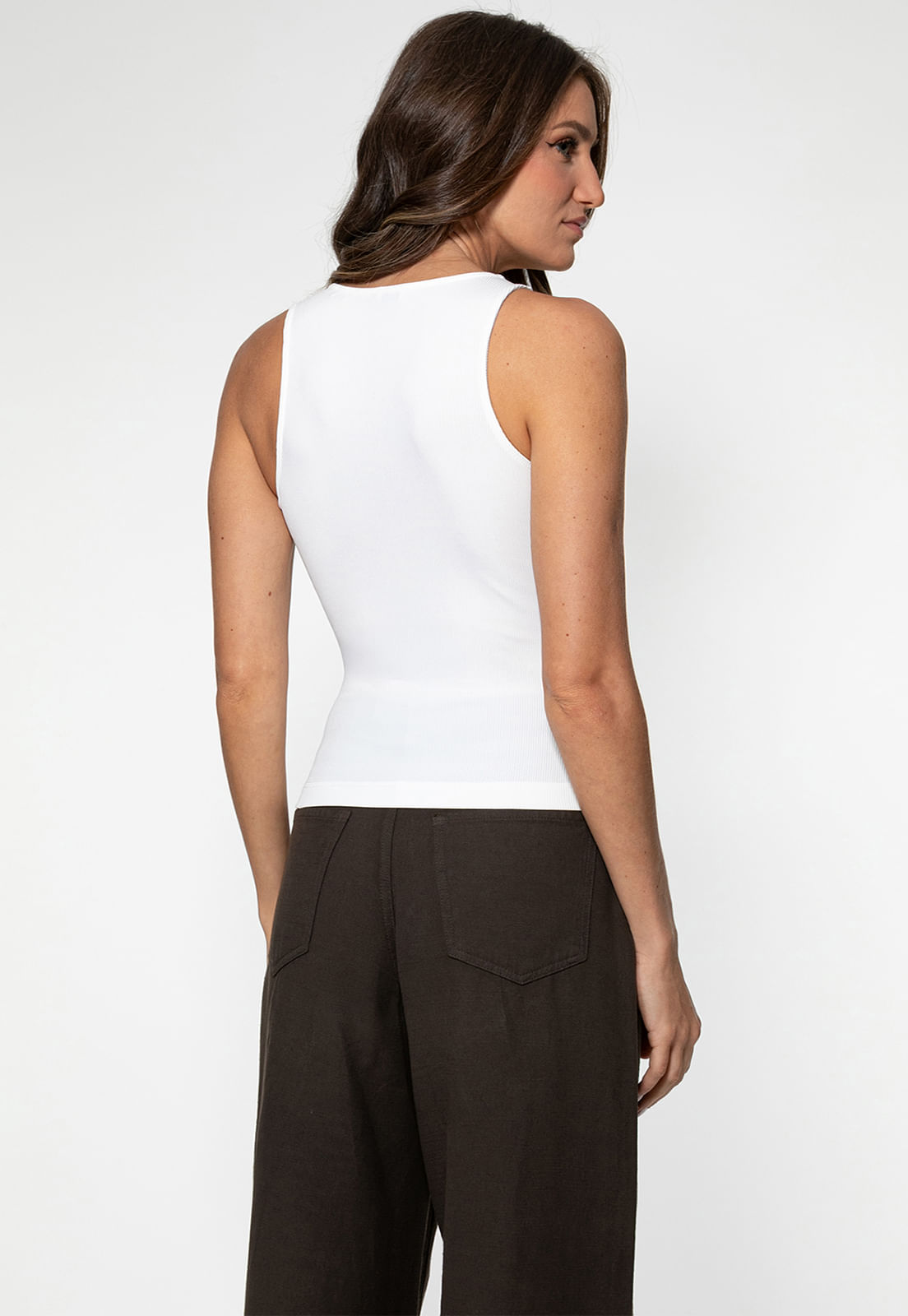 Regata Malha Eco Monograma 4g Strass Branco - Imagem 4