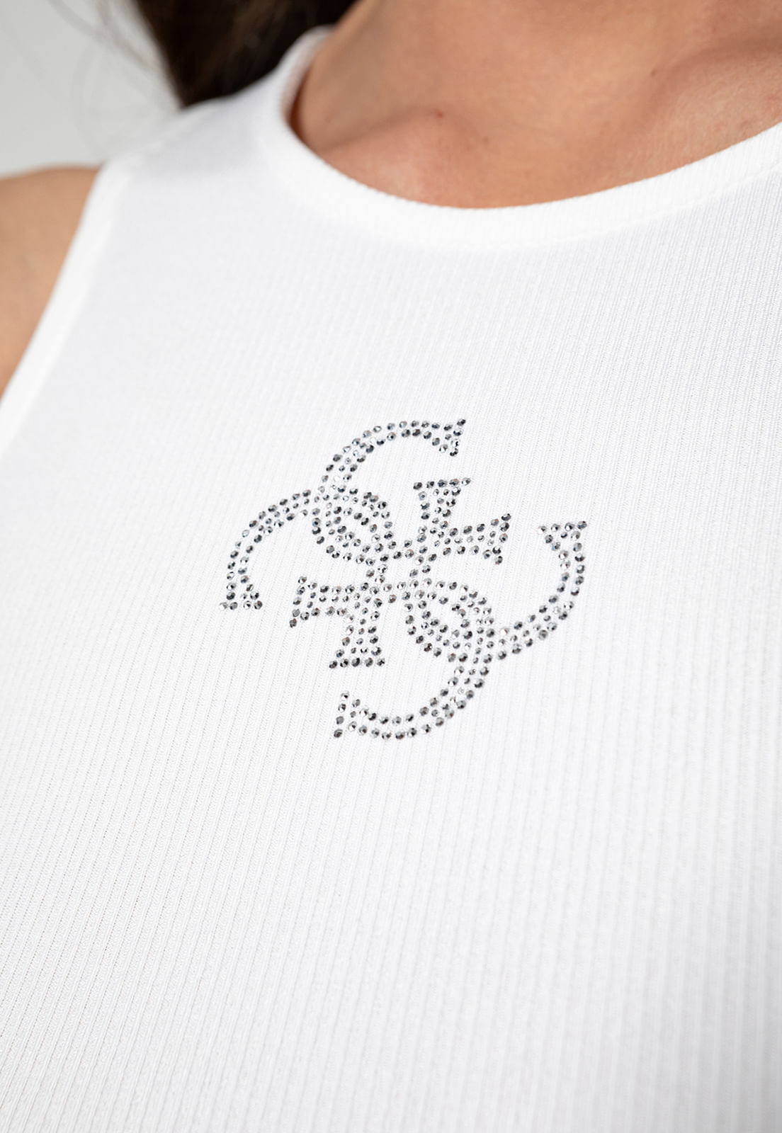 Regata Malha Eco Monograma 4g Strass Branco - Imagem 8