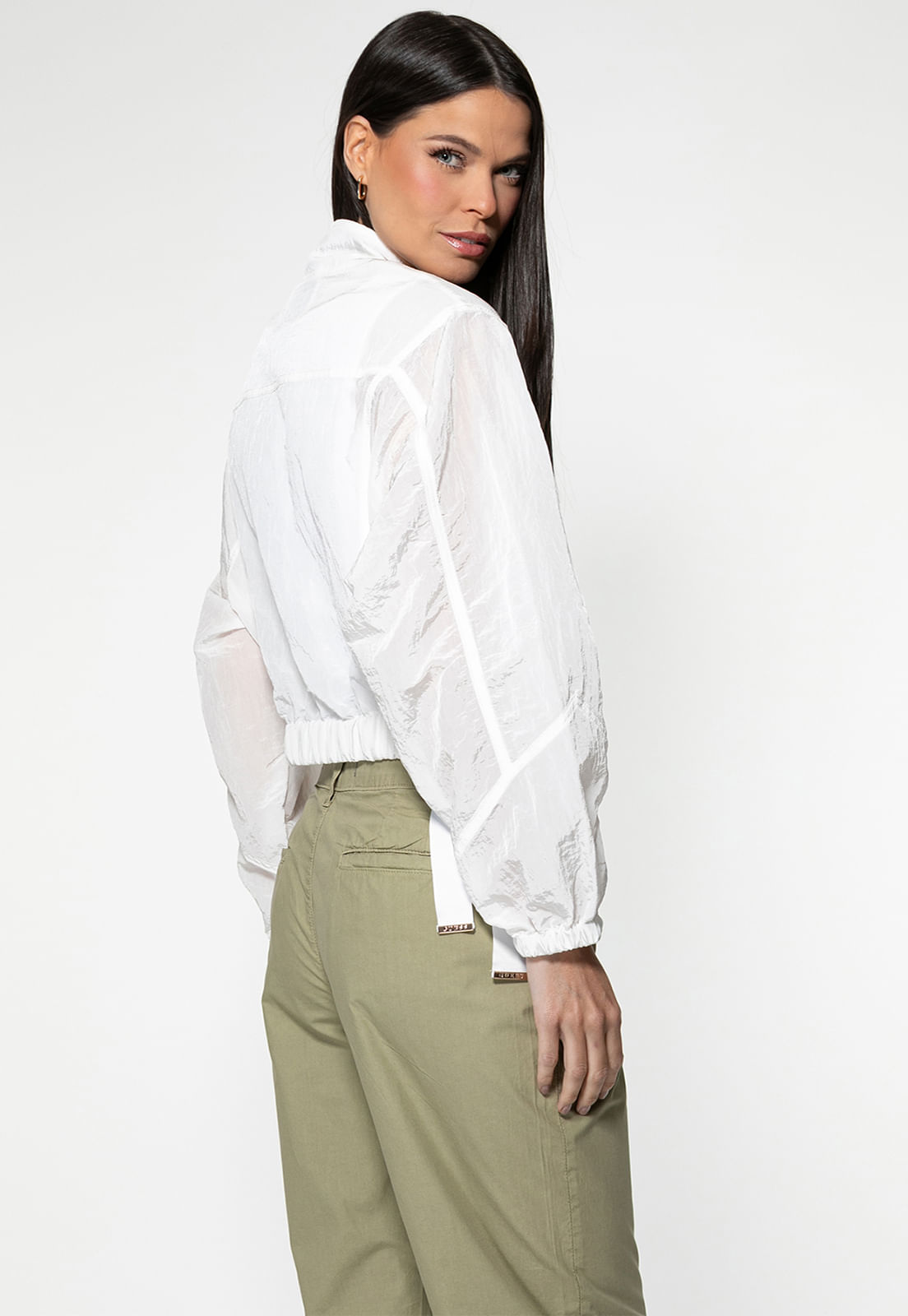 Jaqueta Corta-vento Cropped Branco - Imagem 20