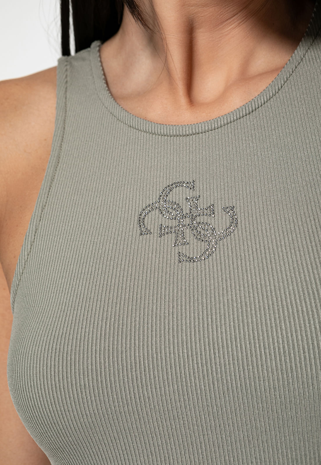 Regata Malha Eco Monograma 4g Strass Verde Claro - Imagem 3