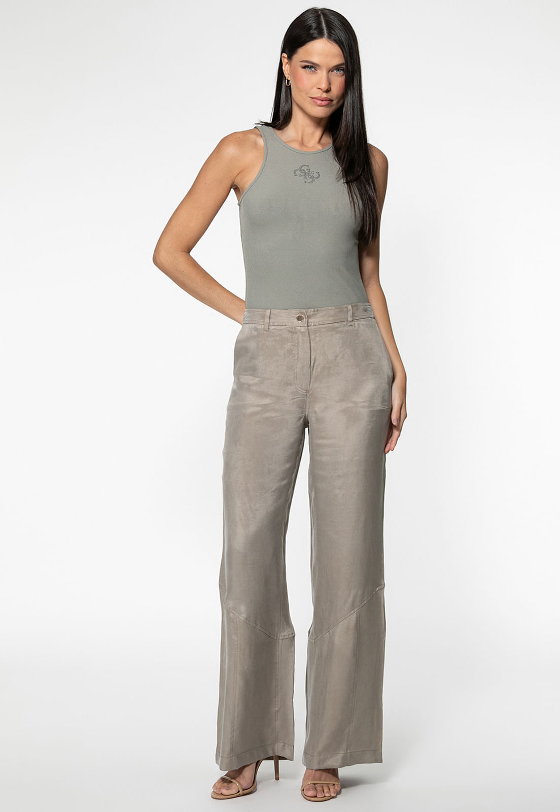 Regata Malha Eco Monograma 4g Strass Verde Claro - Imagem 14