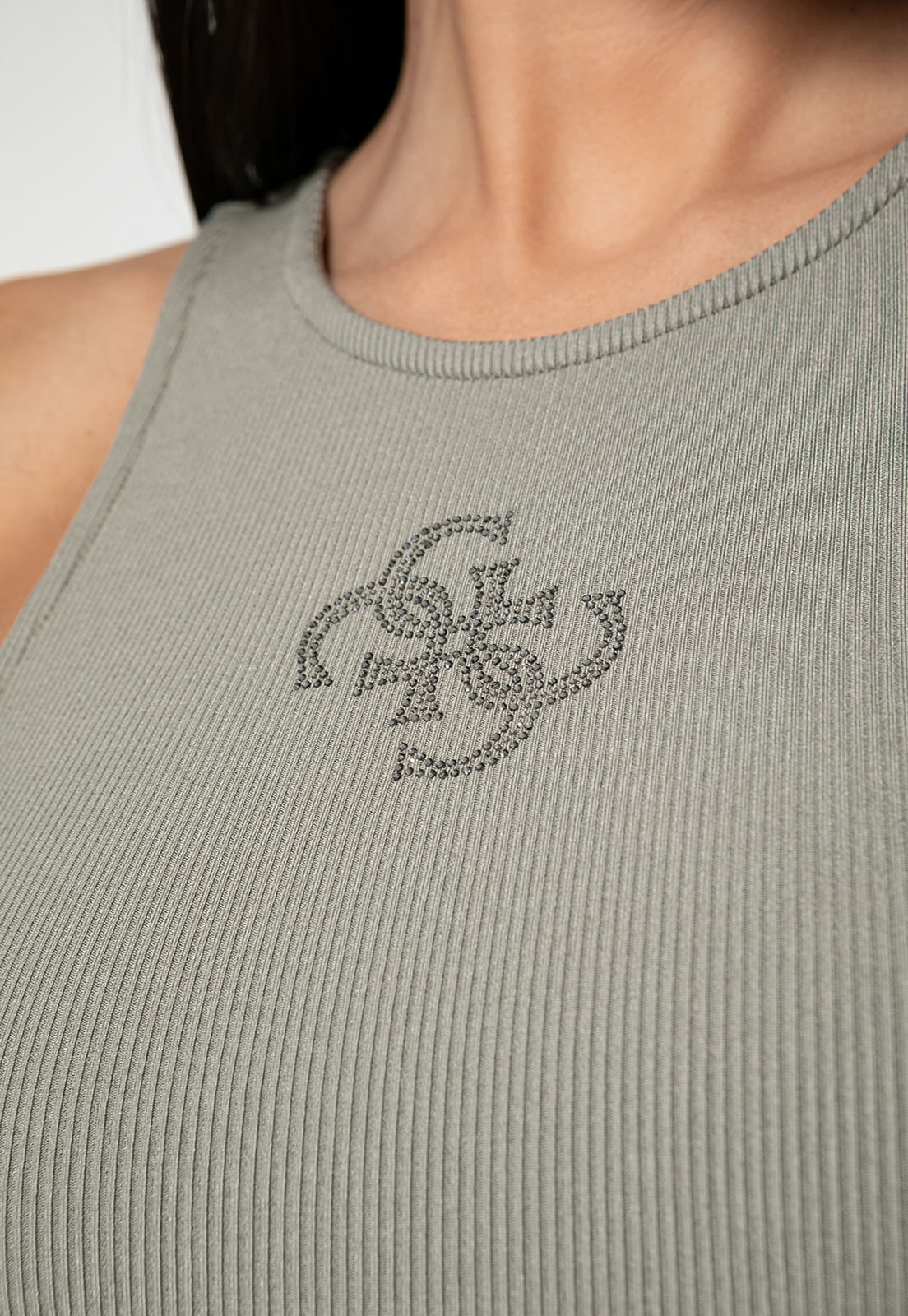 Regata Malha Eco Monograma 4g Strass Verde Claro - Imagem 18