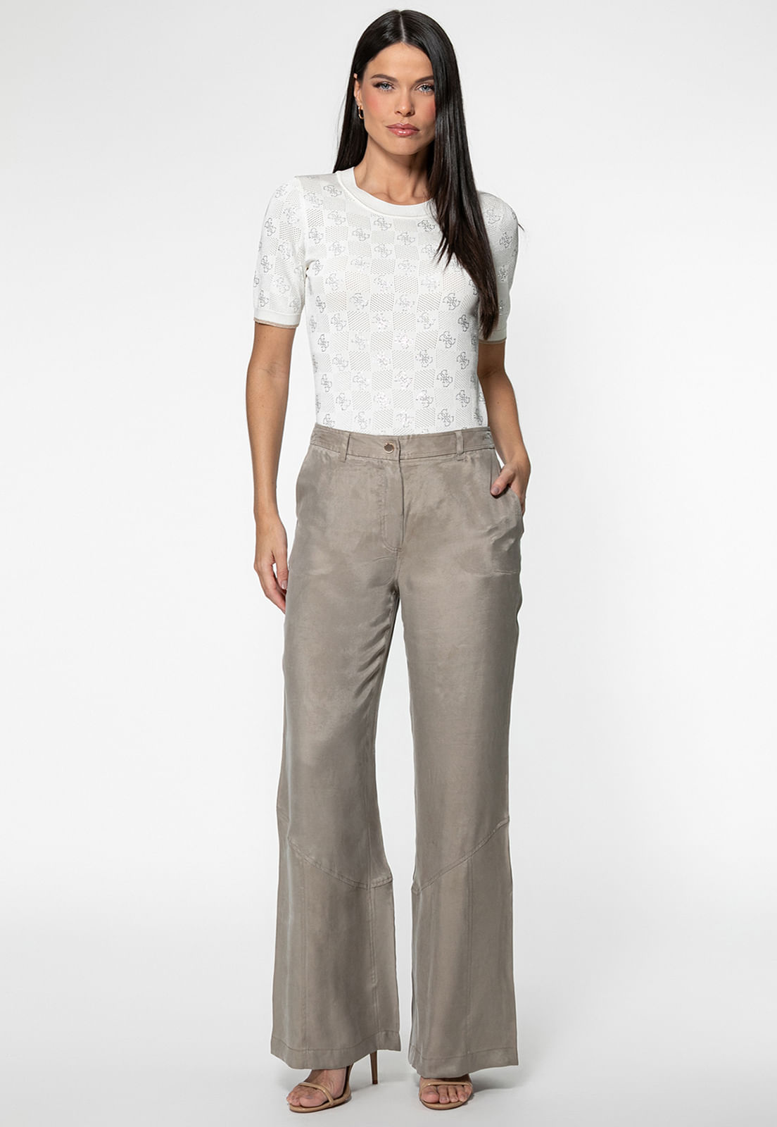 Blusa Tricot Monograma 2g Strass Off White - Imagem 26