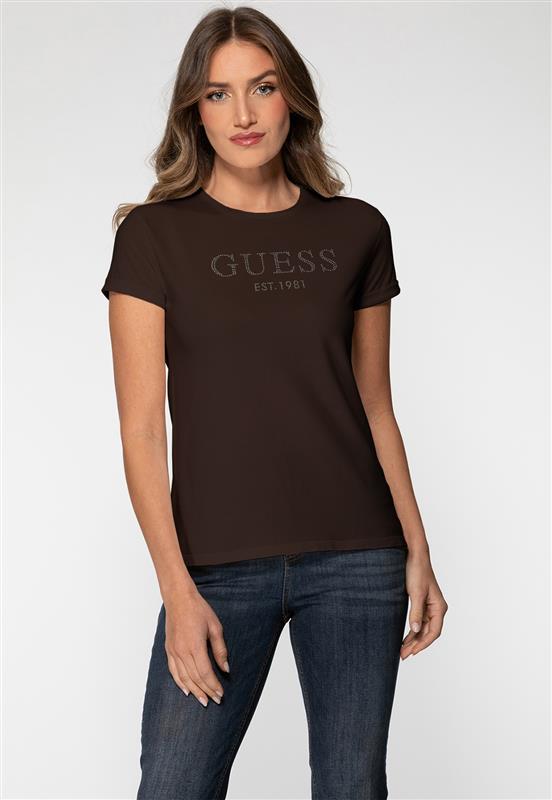 Camiseta Guess Manga Dobrada Hotfix Marrom - Imagem 2
