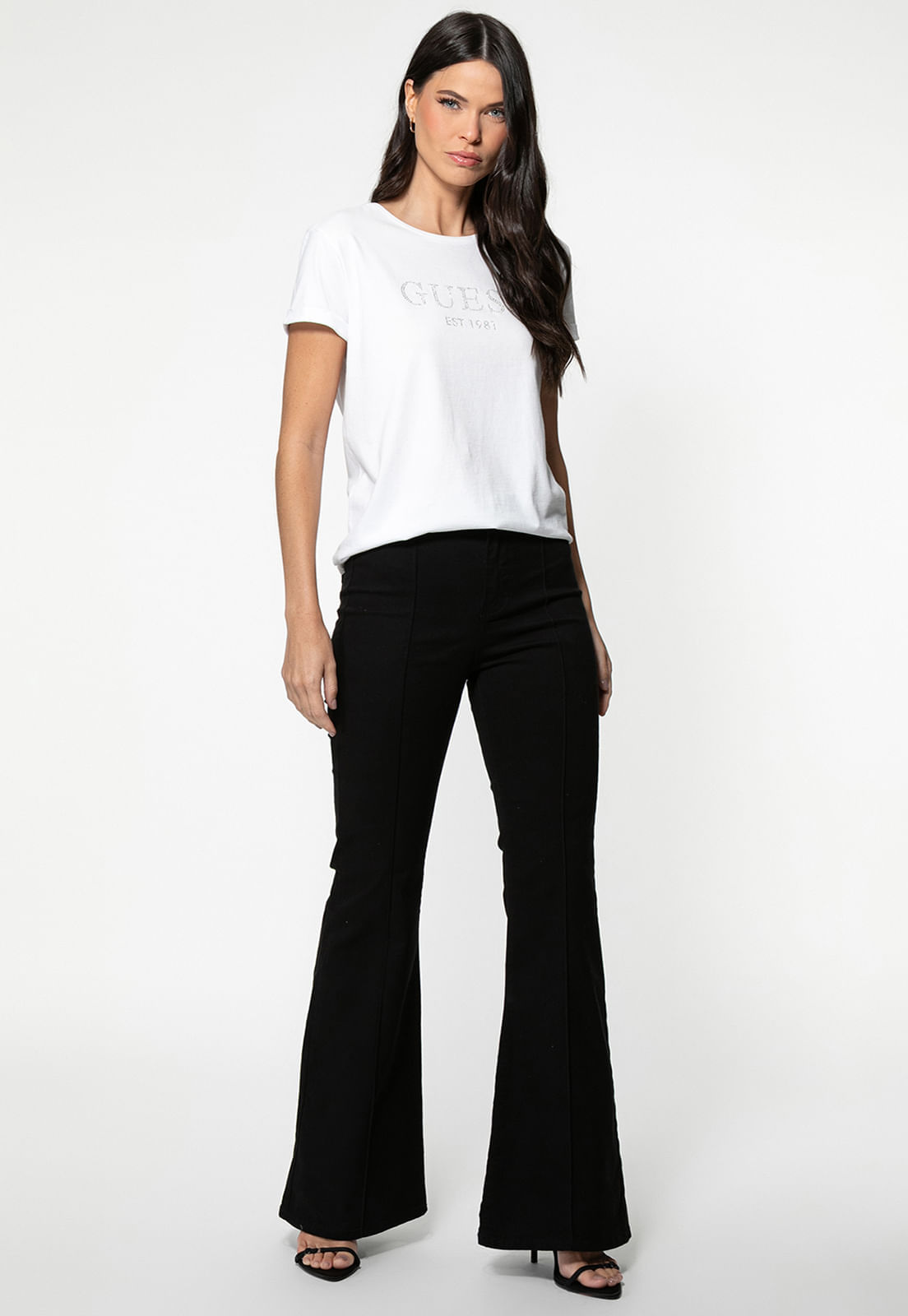 Camiseta Guess Manga Dobrada Hotfix Branco - Imagem 8