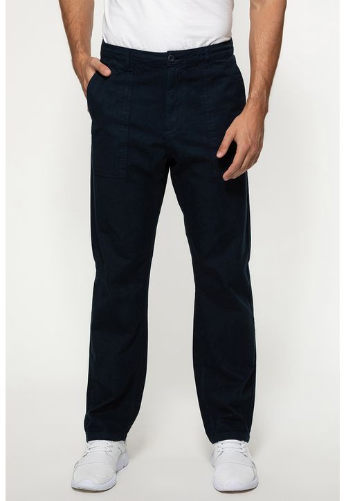 Calça Sarja Regular Straight Bolso Azul Escuro