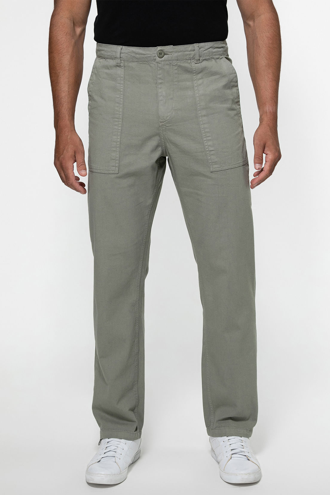 Calça Sarja Regular Straight Bolso Verde