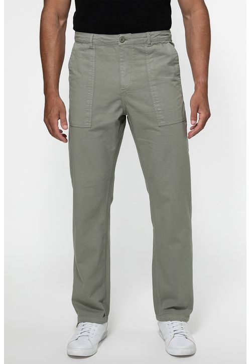 Calça Sarja Regular Straight Bolso Verde