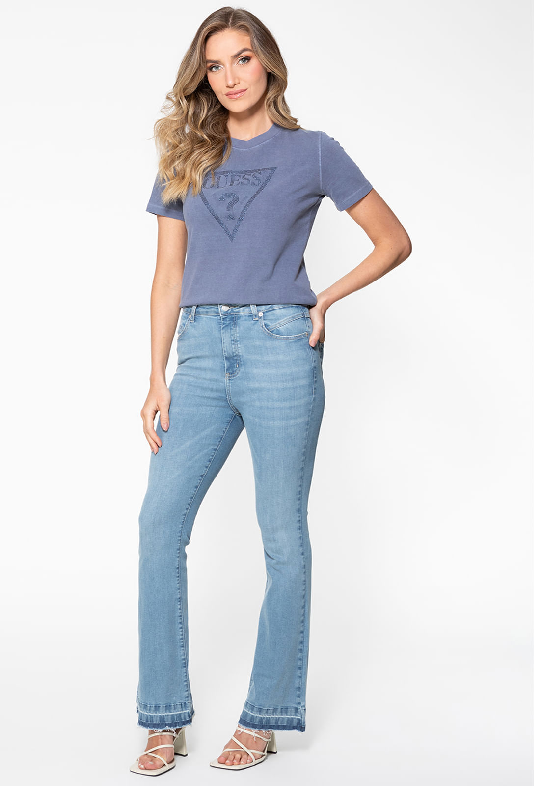 T-shirt Guess Triangulo Hot Fix Cristal Azul Marinho - Imagem 26