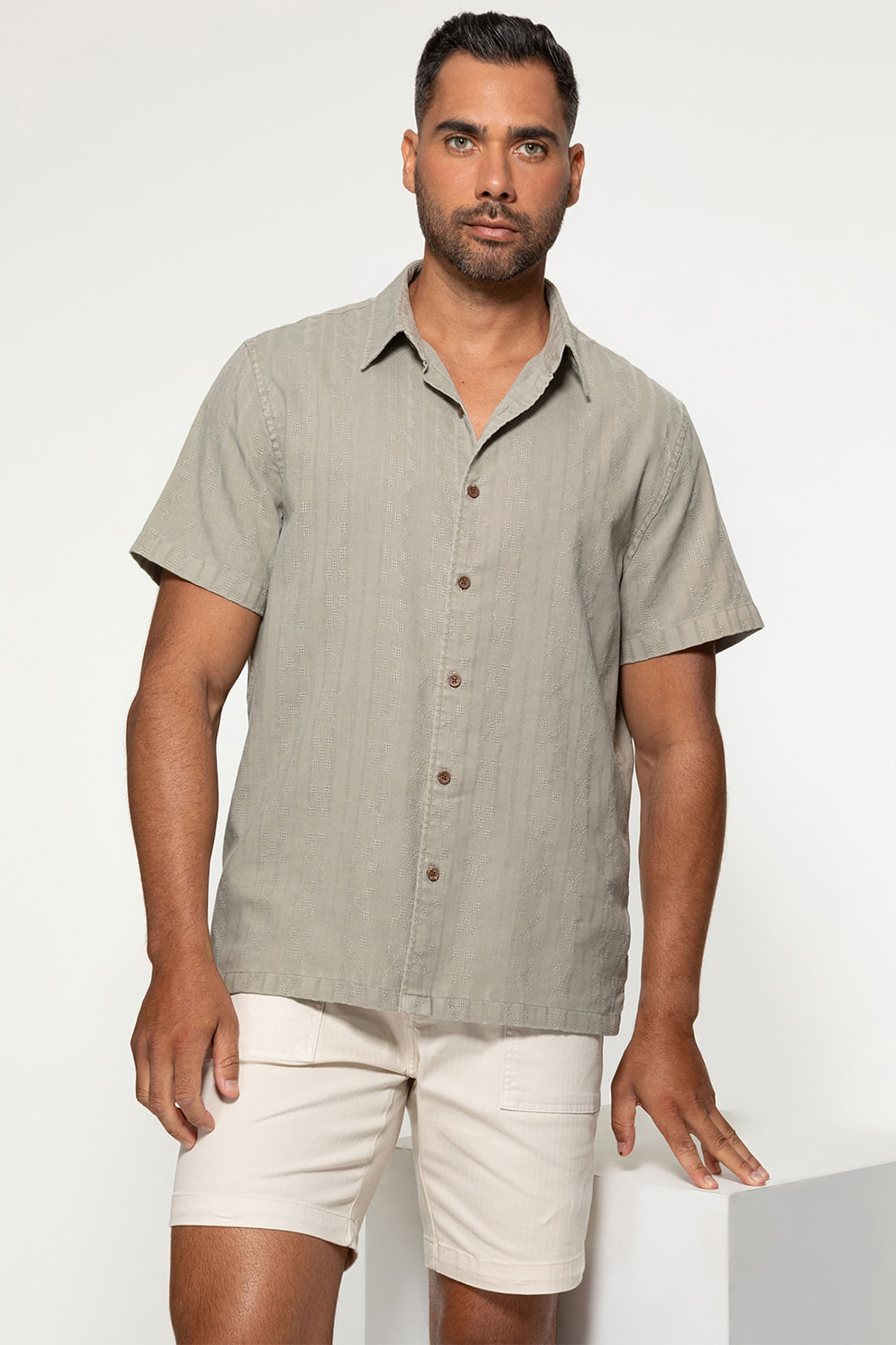 Camisa Manga Curta Maquinetada Verde - Imagem 15