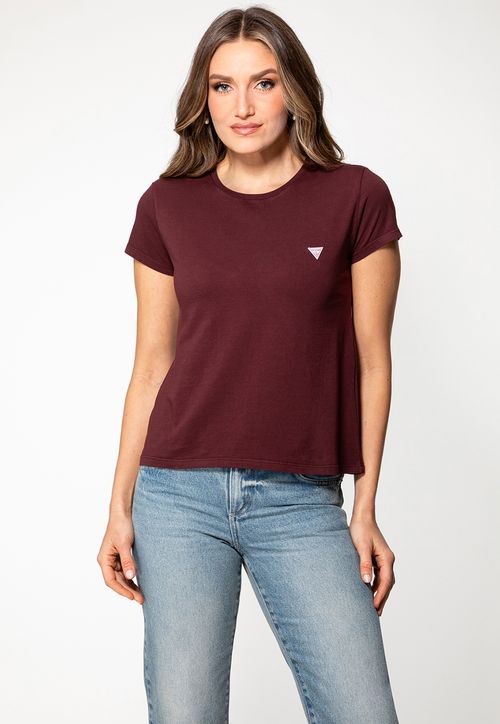 Camiseta Etiqueta Guess Triangulo Vinho