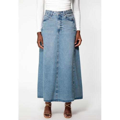 Saia Jeans Longa Azul Claro