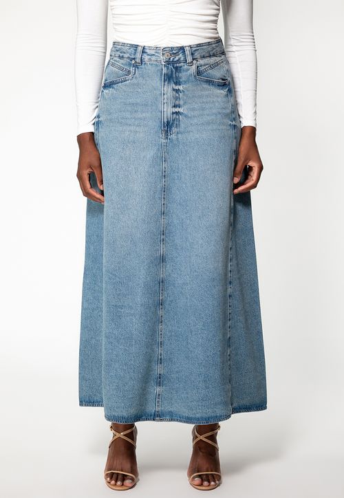 Saia Jeans Longa Azul Claro
