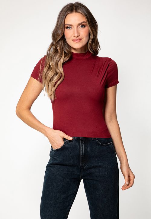 Blusa Viscose Gola Alta Vinho