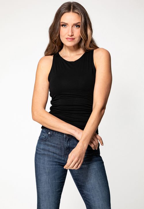 Blusa Sem Manga Franzido Preto