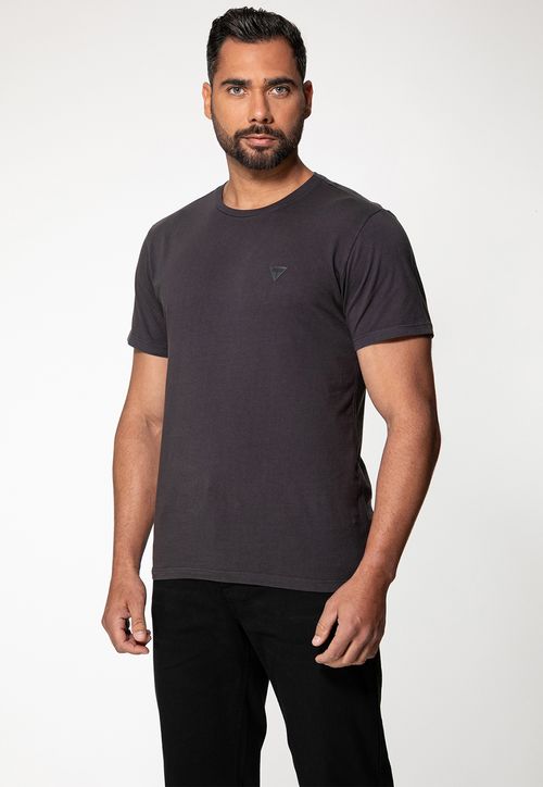 Camiseta Triângulo Emborrachado Guess Cinza Escuro