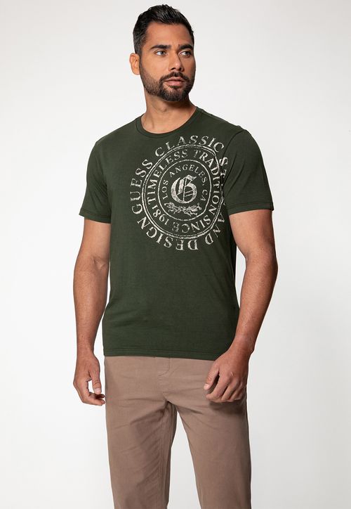 Camiseta Mandala Peito Verde Escuro