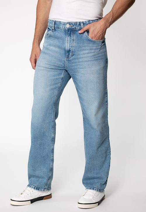 Calça Jeans Relaxed Straight Azul Claro