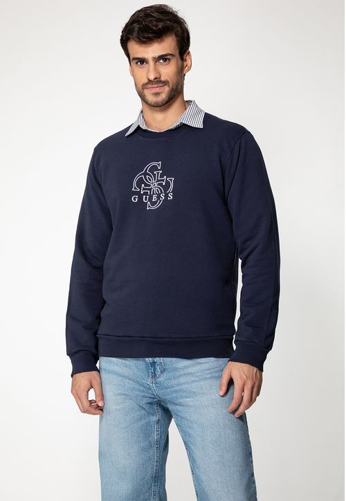 Blusa de Moletom Logo 4G Bordado Azul Escuro