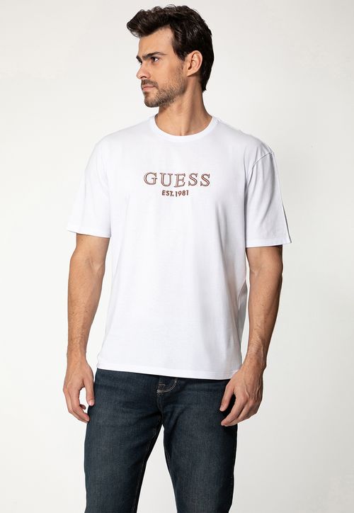 Camiseta Bordado Bicolor Branco