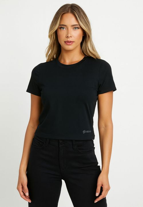 Blusa Baby Tee Hotfix GUESS Preto