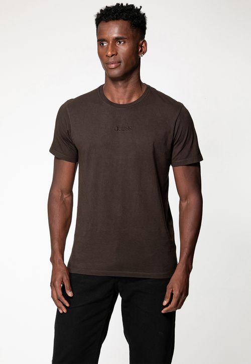Camiseta Guess Bordado Pq Centro Marrom