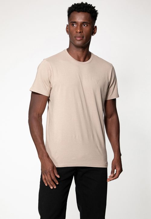 Camiseta Triângulo Emborrachado Guess Bege