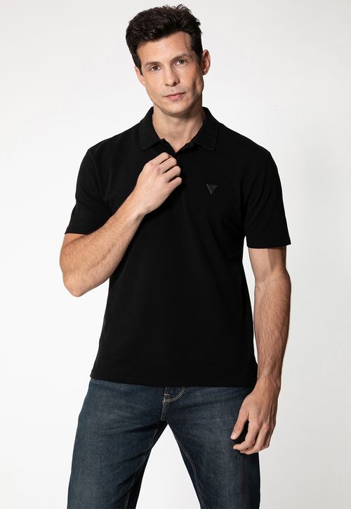 Camisa Polo Etiqueta Triângulo Preto