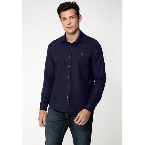 Camisa Manga Longa Rústica Azul Escuro