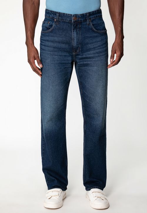 Calça Jeans Relaxed Straight Azul Escuro