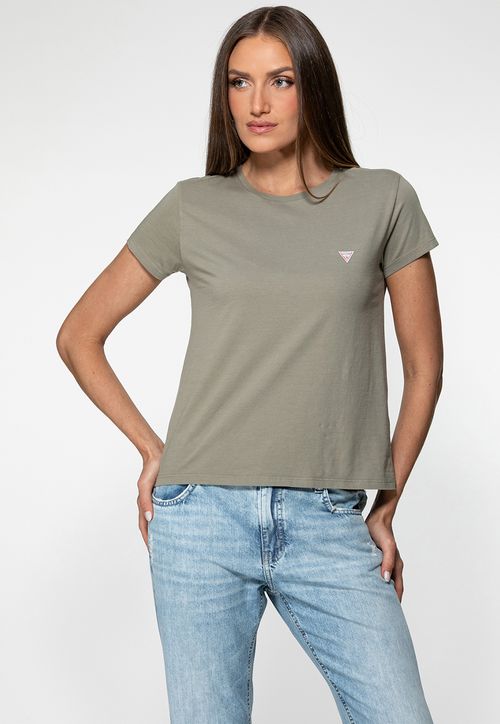 Camiseta Etiqueta Guess Triangulo Verde Musgo