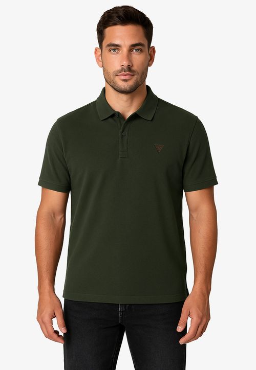 Camisa Polo Guess Waffle Verde Escuro