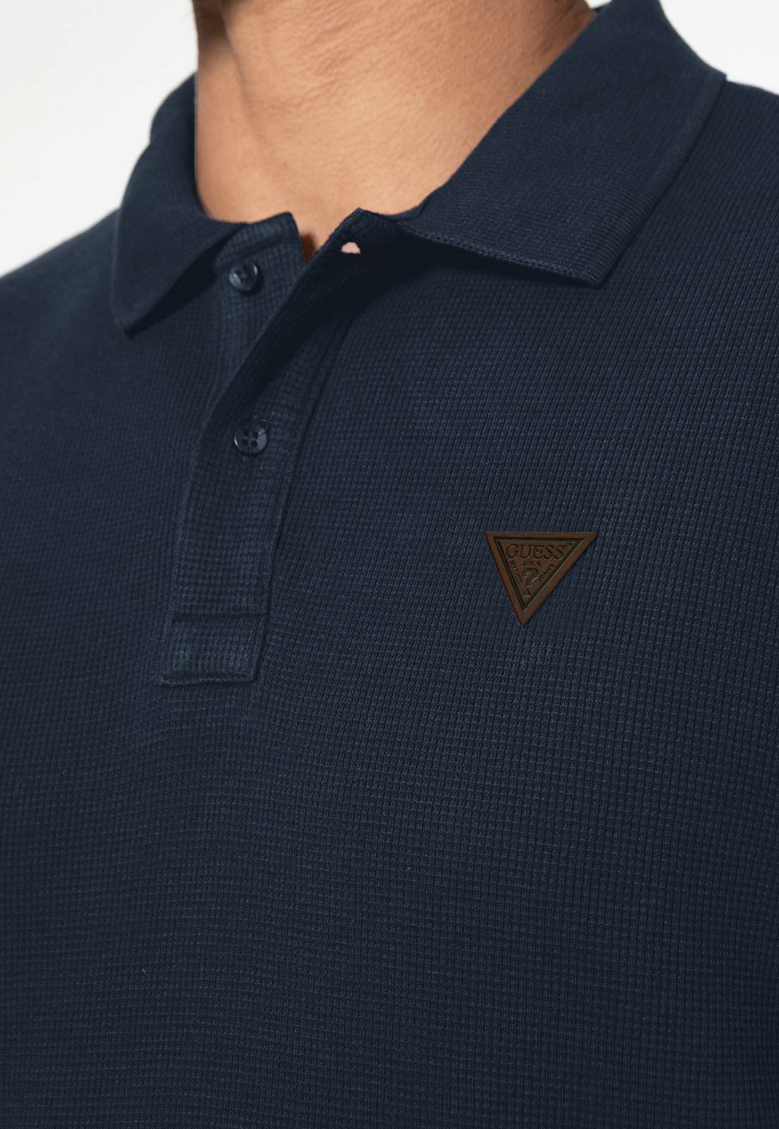 Camisa Polo Guess Waffle Azul Escuro - Imagem 3
