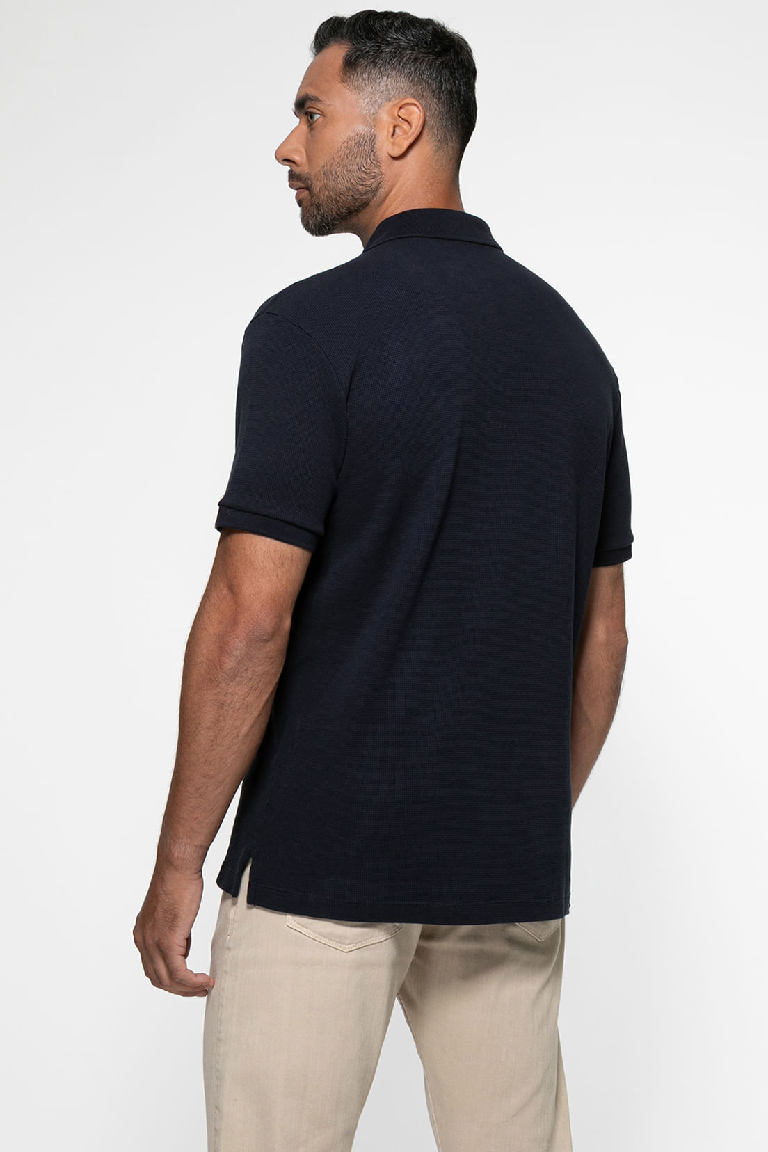 Camisa Polo Guess Waffle Azul Escuro - Imagem 4