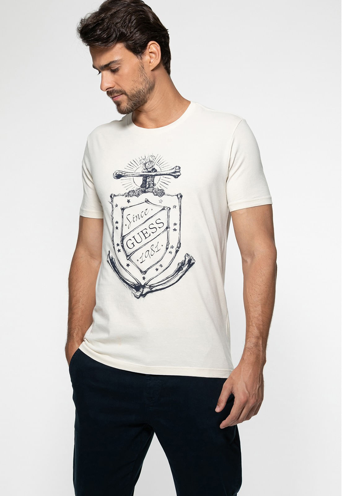 Camiseta Âncora GUESS 1981 Bege