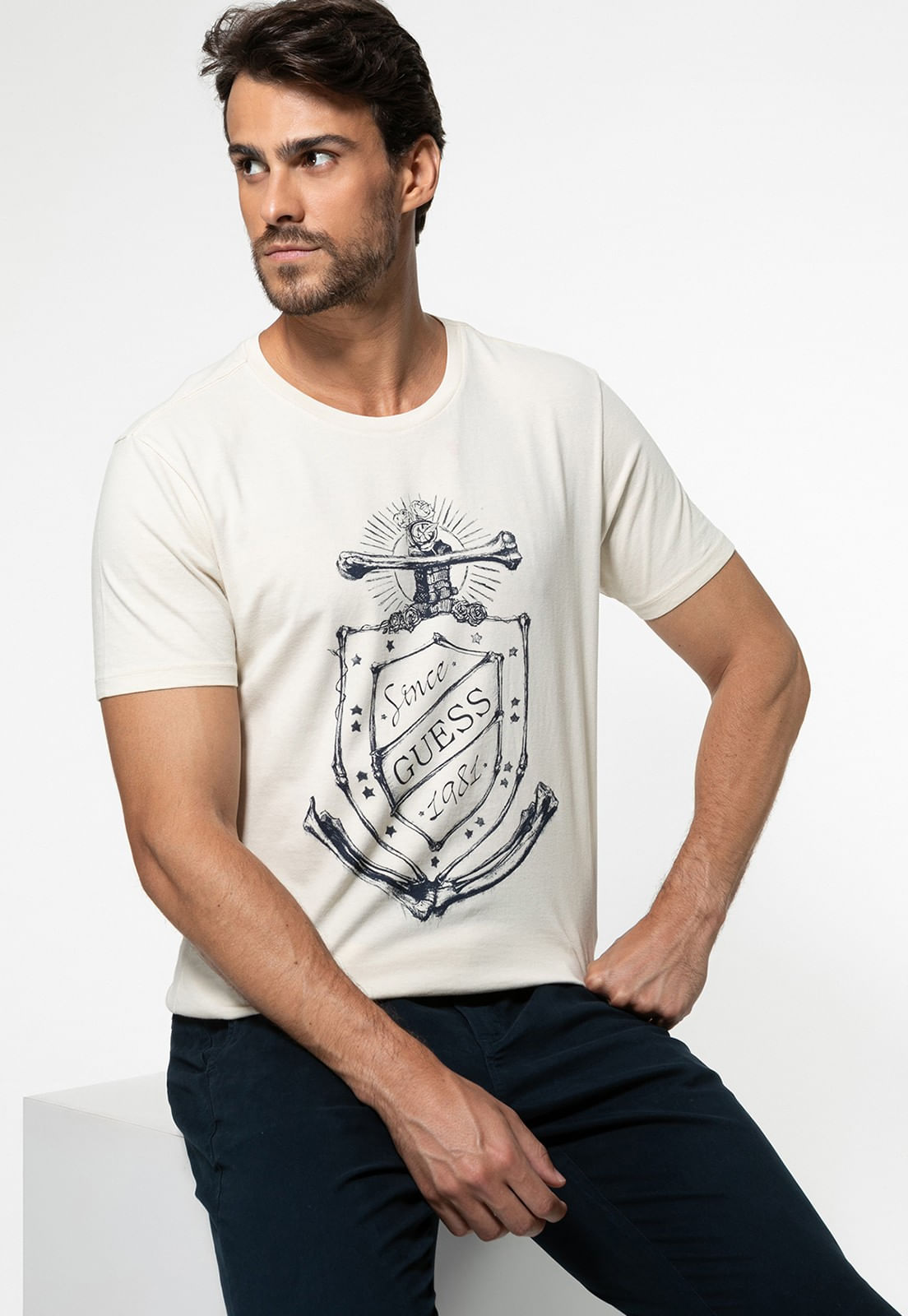 Camiseta Âncora GUESS 1981 Bege - Imagem 36