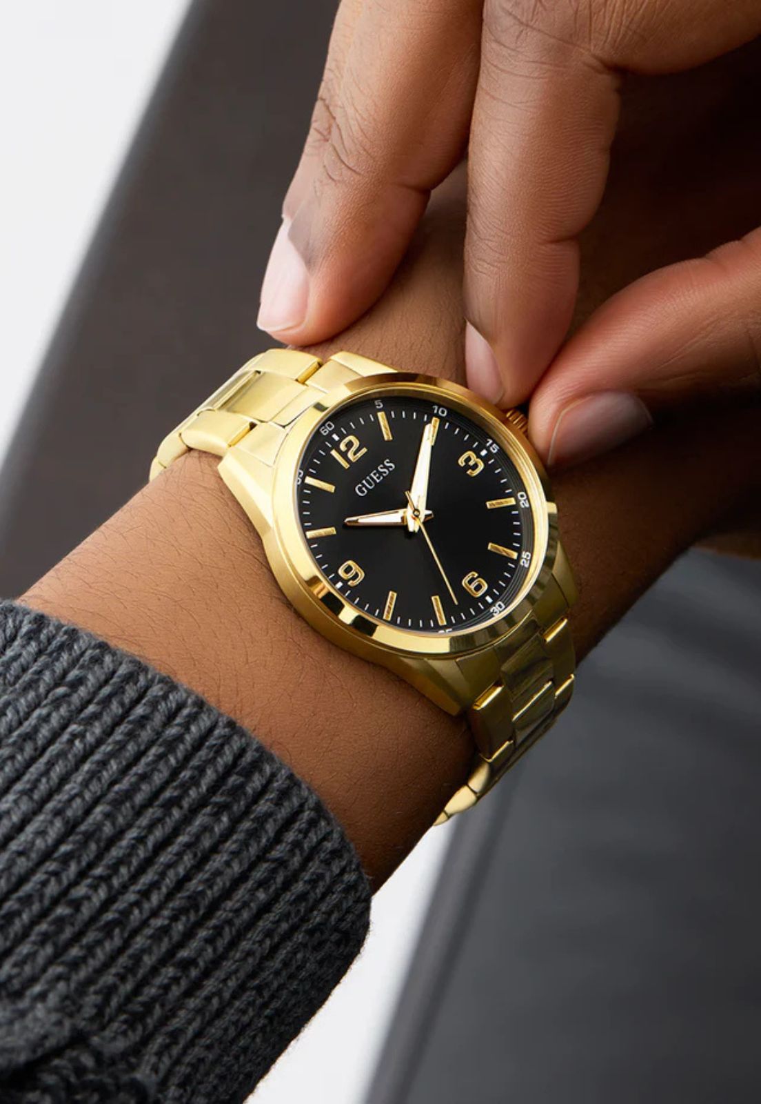 Relógio Redondo Analógico Aço Dourado - Imagem 2