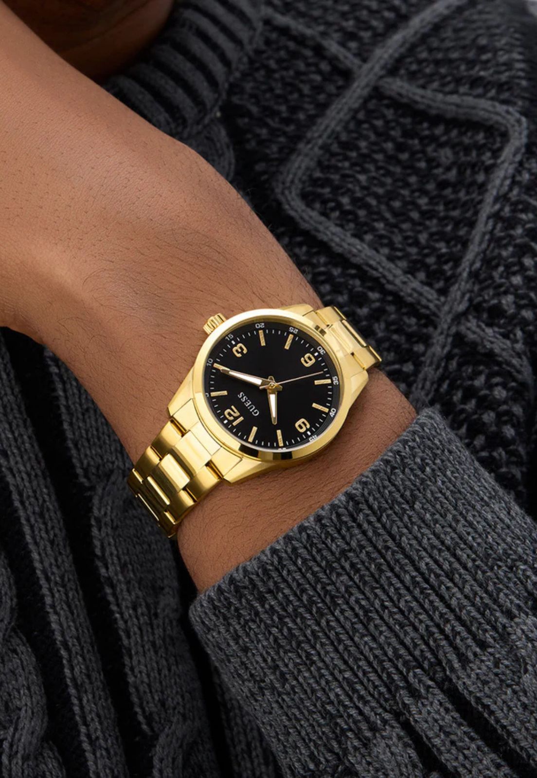 Relógio Redondo Analógico Aço Dourado - Imagem 5