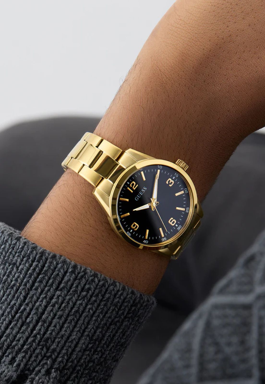 Relógio Redondo Analógico Aço Dourado - Imagem 6