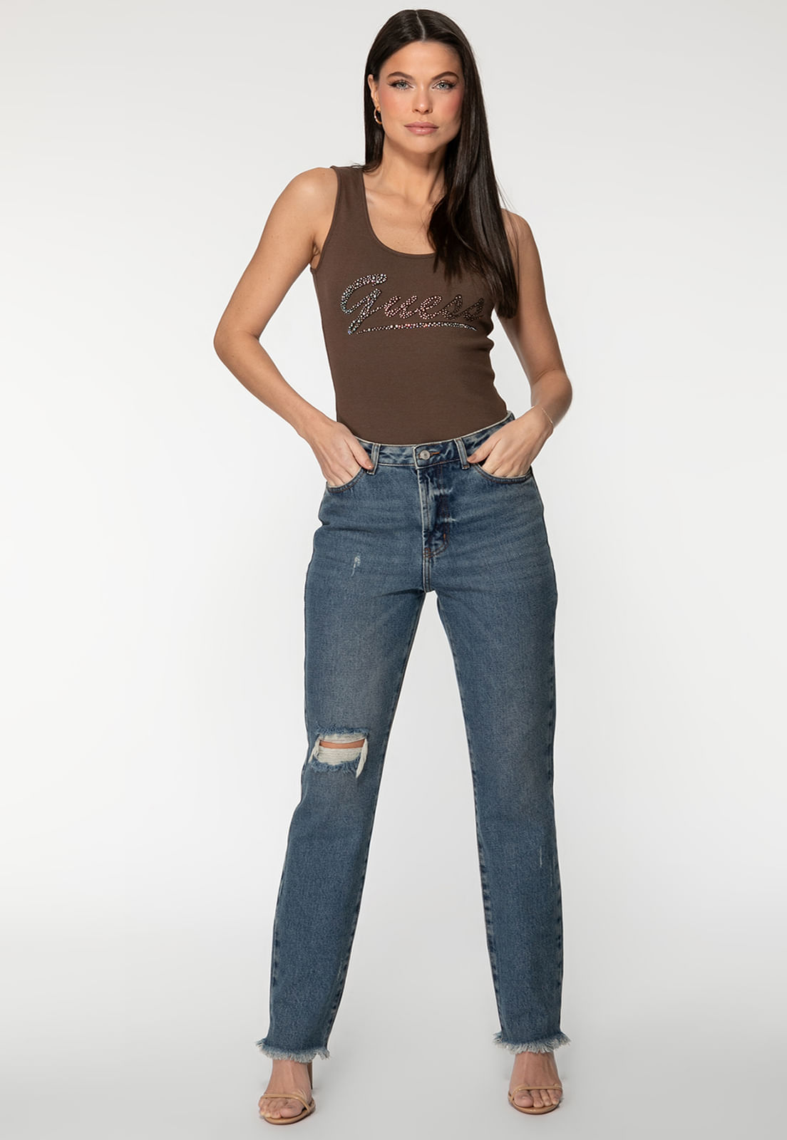 Calça Mom Jeans Rasgos Azul - Imagem 94