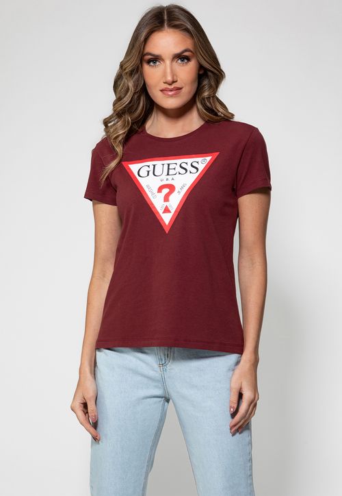 Camiseta Alg Orgânico Triangulo Trad Guess Vinho