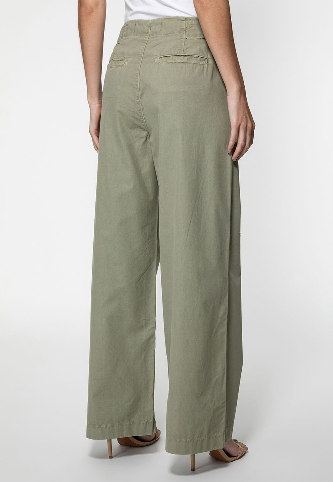 Calça Guess Sarja Wide Botões G Verde Musgo - Imagem 16